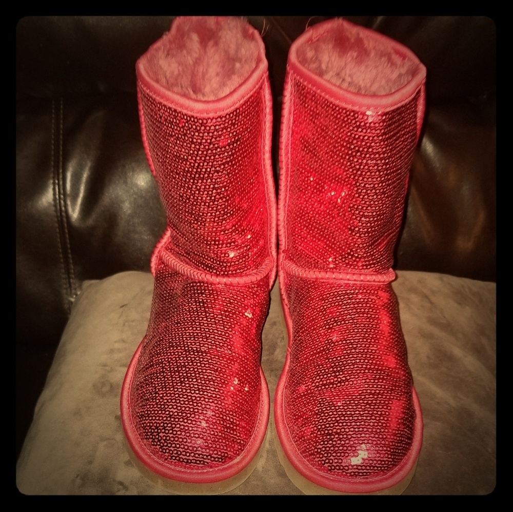 Women's Red Sequin Ugg Boots